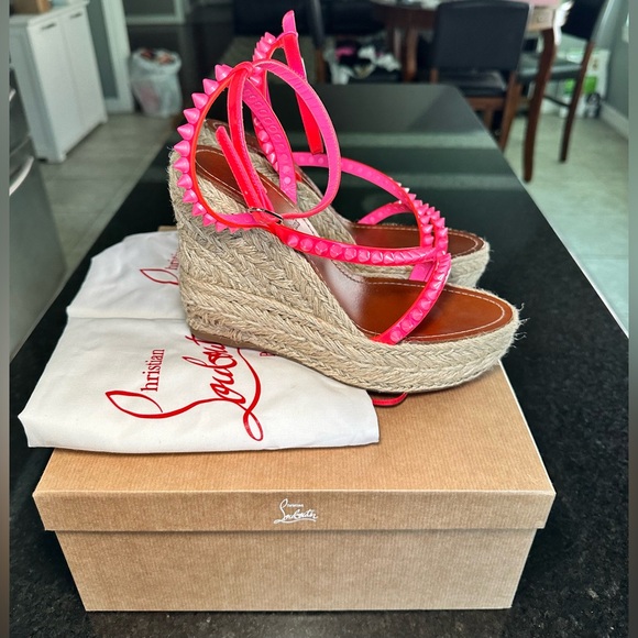 Christian Louboutin MAFALDINA ZEPPA Spiked Platform Wedge Heel Sandal Shoes - Picture 2 of 15